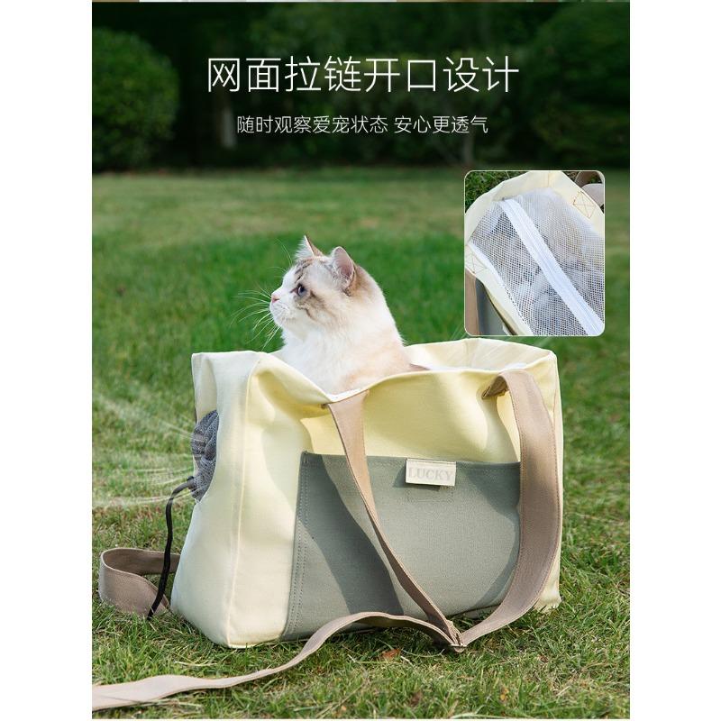 Large Capacity Breathable Canvas Portable Shoulder Pet Carrier Bag For Small Cats And Dogs Outdoor Use