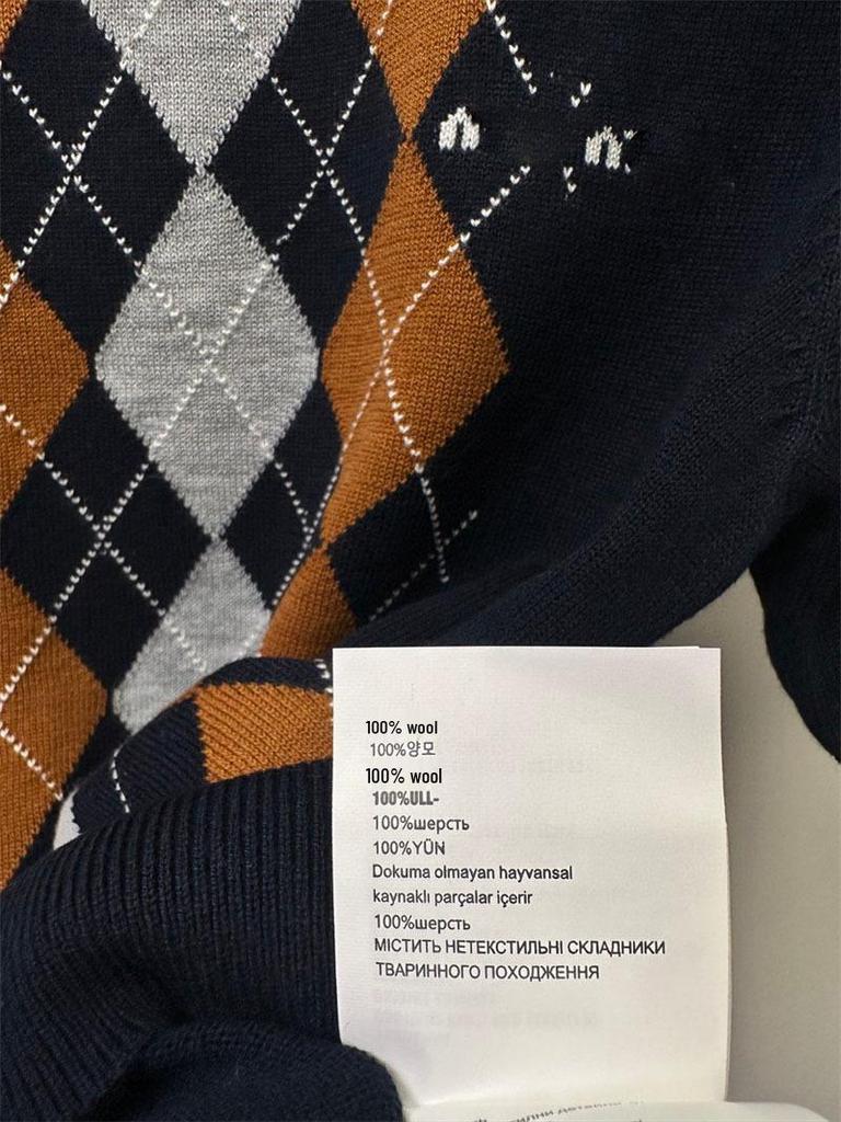 2025 Frühherbst Süßer Preppy Argyle Strick Rundhals Kurzarm Pullover für Damen