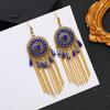 Vintage court ancient gold long fringed earrings women's bohemian ethnic style earrings vacation travel photography temperament earrings