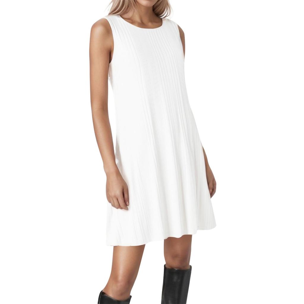 Women's Round Neck Sleeveless Striped Texture Solid Color Casual Dress