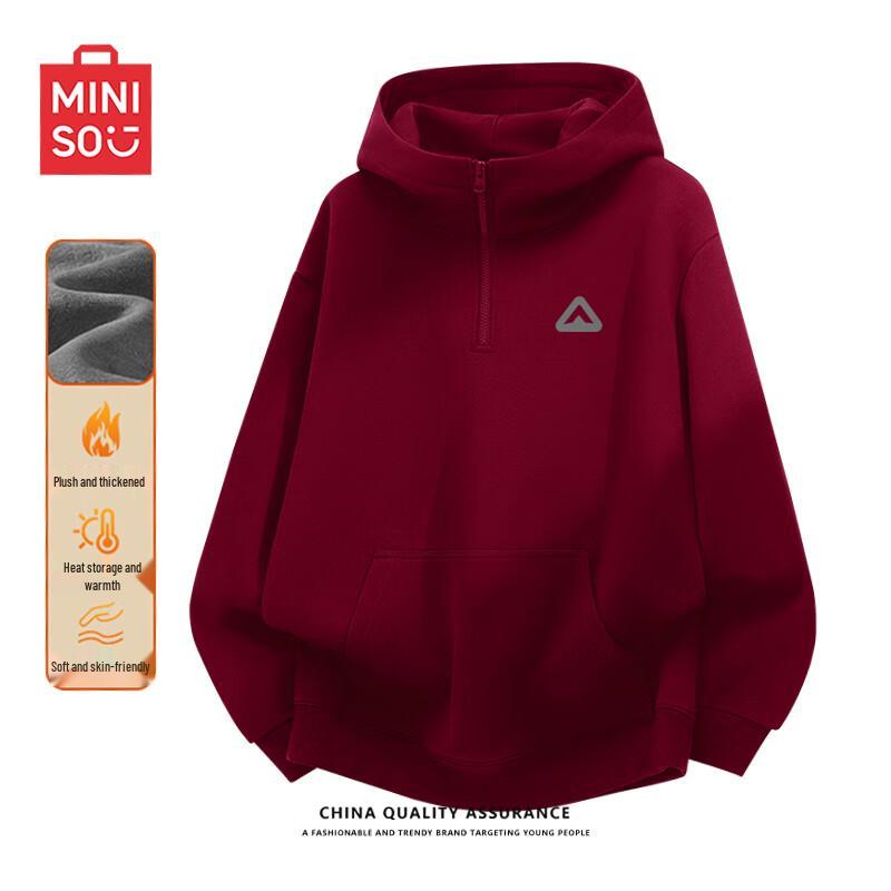 MINISO Herren Schweres Kapuzensweatshirt mit halbem Reißverschluss