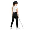 Kids Girls Equestrian Training Set Zip Stand Collar Ruffled Sleeve Contrast Trim Top and Non-slip Full Seat Riding Pants for Competition