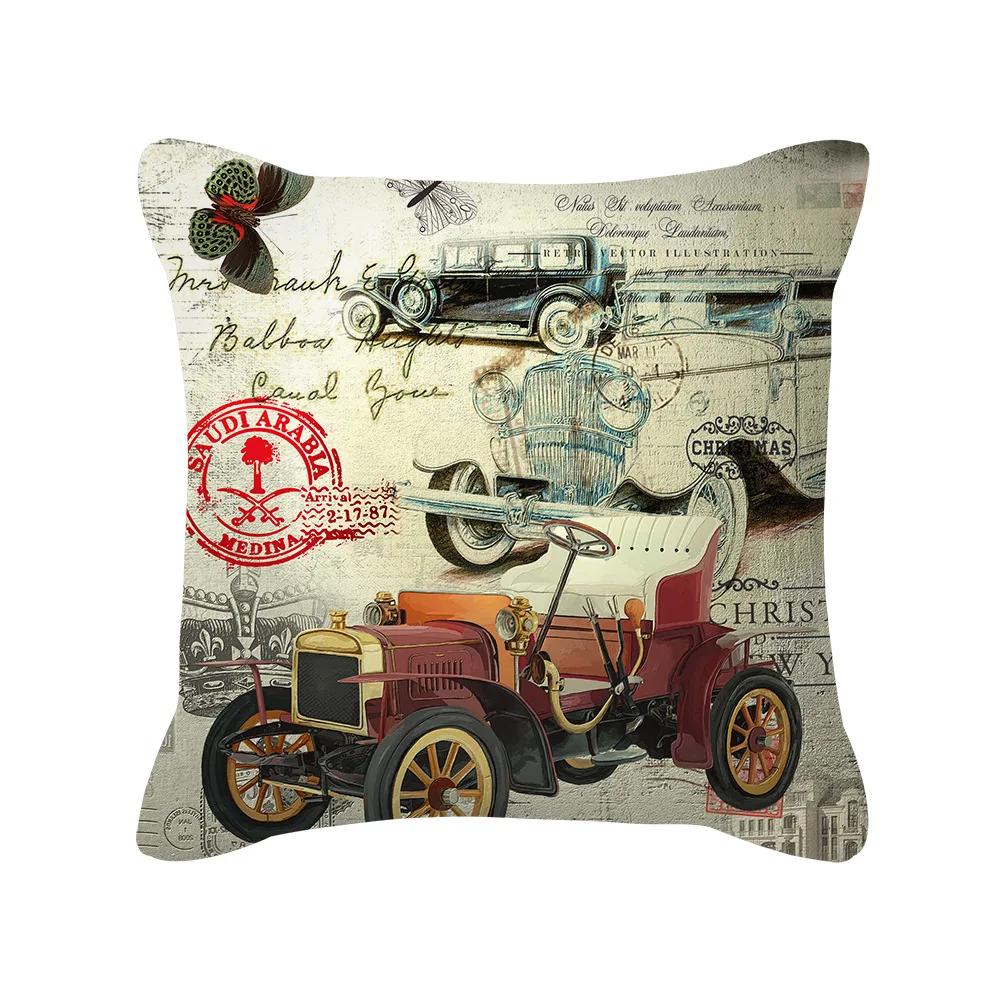 British Style Cushion Cover 18x18 Inches Pillow Case Red Blue Pillow Covers Retro Home Decorations Throw Pillow Case for Couch