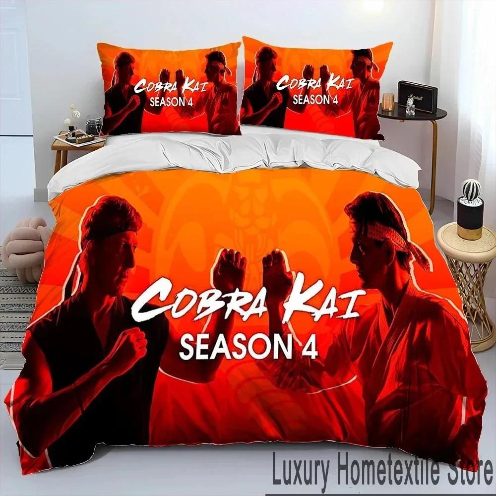 3D Cobra Kai Amanda TV Karate Bettdecken-Set, Bettbezug, Bettset, Steppdecke, Kissenbezug, King-Queen-Size-Bettwäsche-Set für Kinder