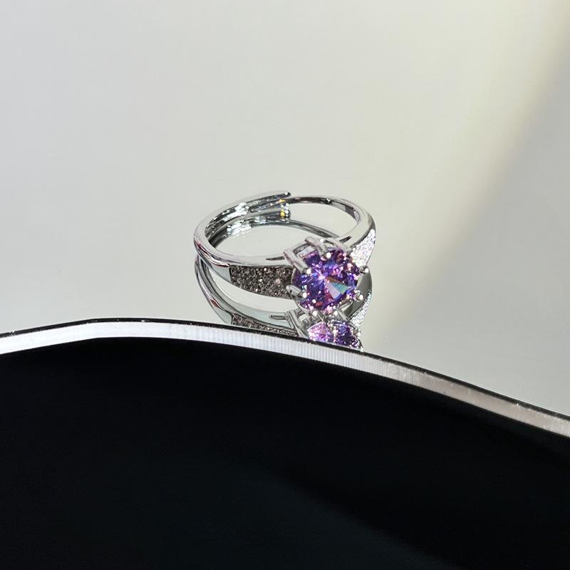 Hot Selling Classic Purple Stainless Steel Rings for Women's Exquisite Advanced Sense Light Luxury Sweet Cool Niche