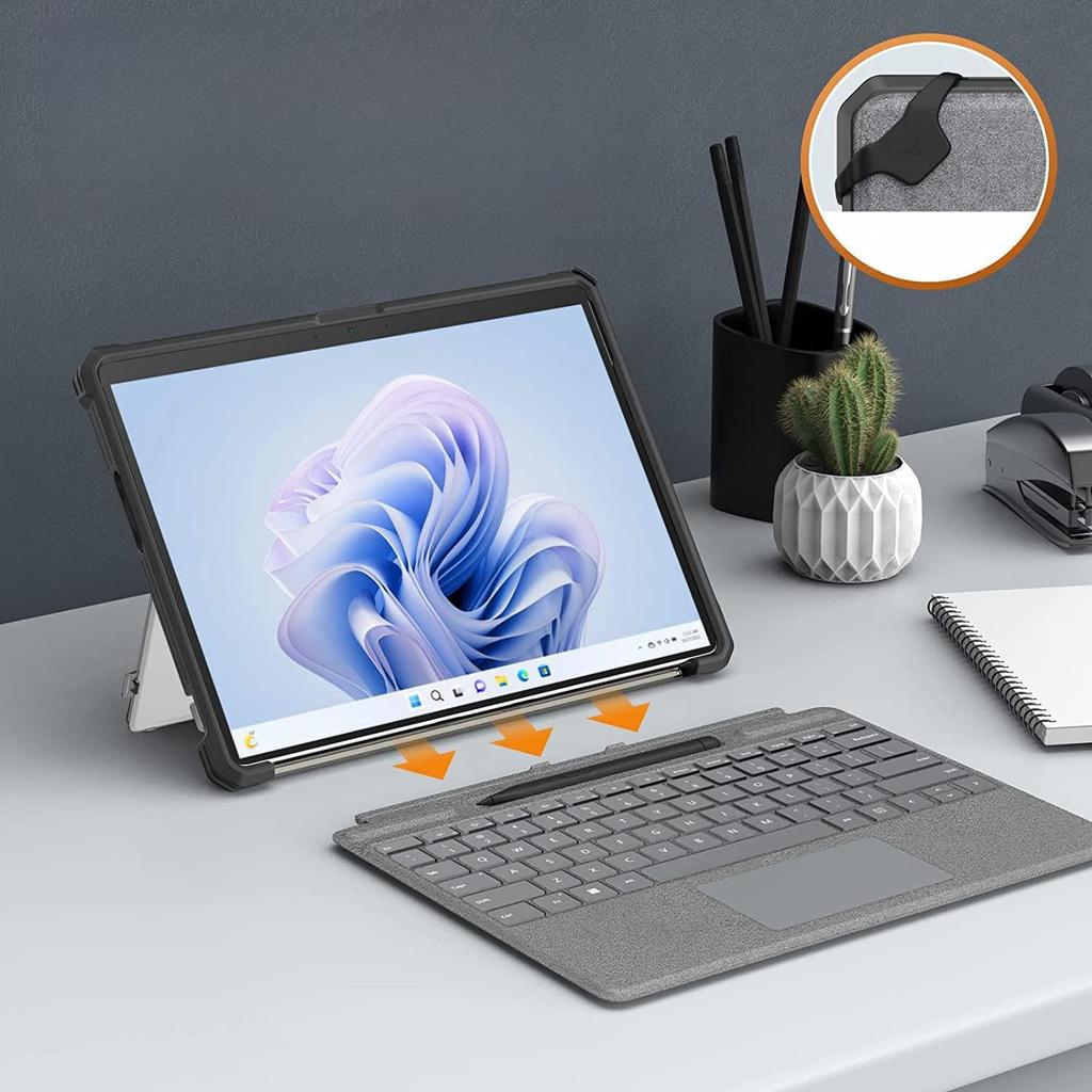 Surface Pro 9 Surface Pro 9 Schulter Hand Ständer Schlankes Tablet Nicht Transparent Schwarz 11/Pro 10/Pro Hülle, 11/Pro 10/Pro (13 Zoll) Hülle, Stoßfest, Riemen,