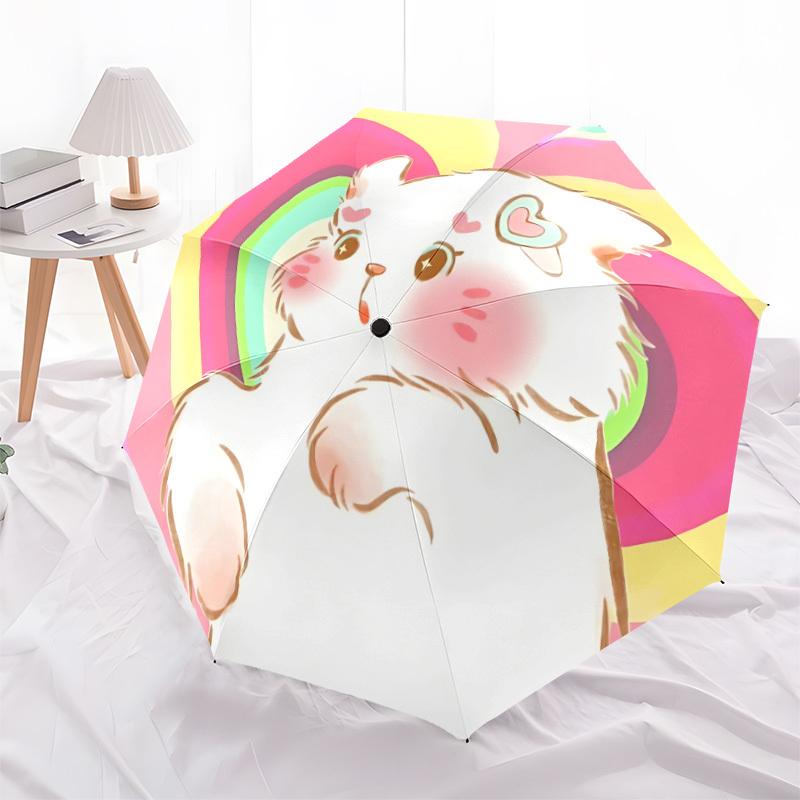 1pc Kawaii Cat Automatic Open/close Folding Umbrella, Compact Portable Travel Umbrella, Perfect Birthday/Christmas, Cute Umbrella, Durable C