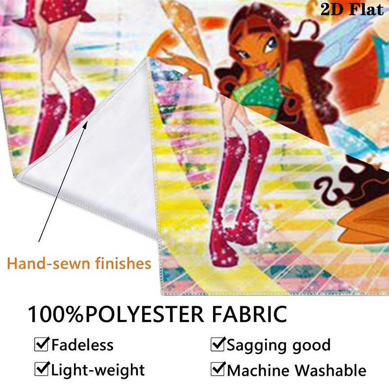 Winx Club Cartoon Wall Tapestry Aesthetic Wall Hanging Printed Fabric Blanket Decorative Tapestries for Bedroom Living Room Home Decor