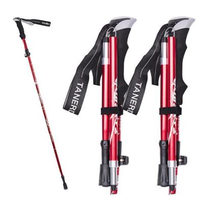 Conjunto de Trekking Telescópico Ajustável para Exterior e Vermelho Dobrável, Comprimento, Compacto, Leve, Bastões, 2, Caminhada, Caminhada, Montanhismo,