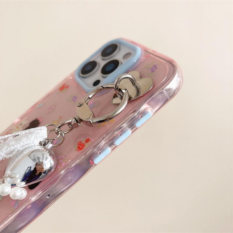 Full screen floral rabbit for iPhone16promax Apple 15pro mobile phone case 13 creative 14 cute girl