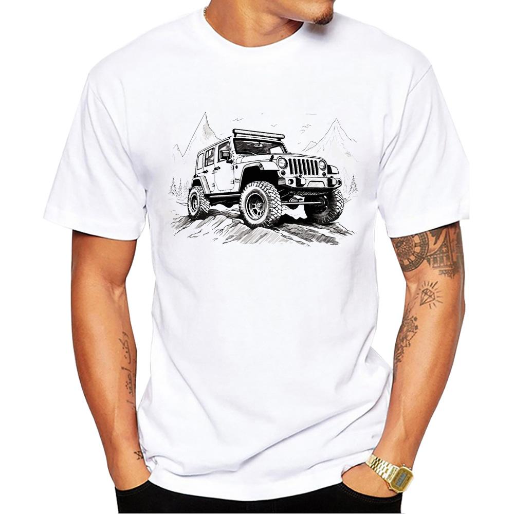Summer Round Neck 3D Off-road Vehicle Pattern Rint Top Fashionable Casual Short Sleeved Men's T-shirts
