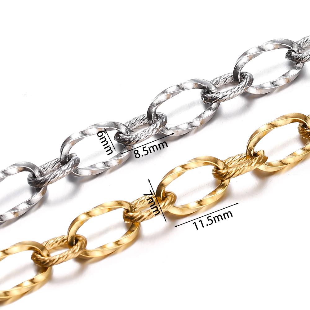 1Meter 7x11.5mm Stainless Steel Twists Chains Fashion Chain for Men Women Bracelet Necklace Jewelry Making Accessories