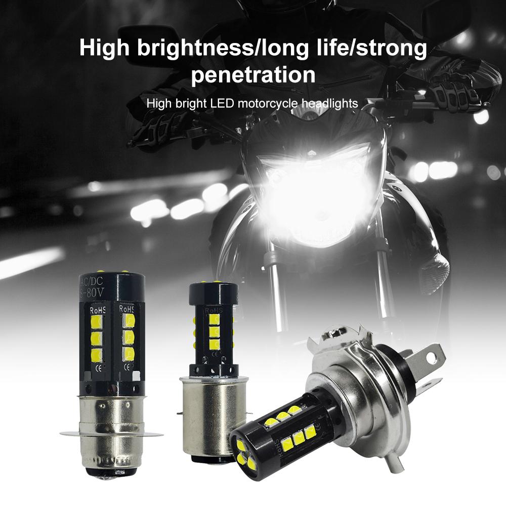 LED Motorcycle Headlight White High Low Beam Headlight Lamp Bulbs 12V Fog Light H4 BA20D P15D For Moto Scooter Tricycle