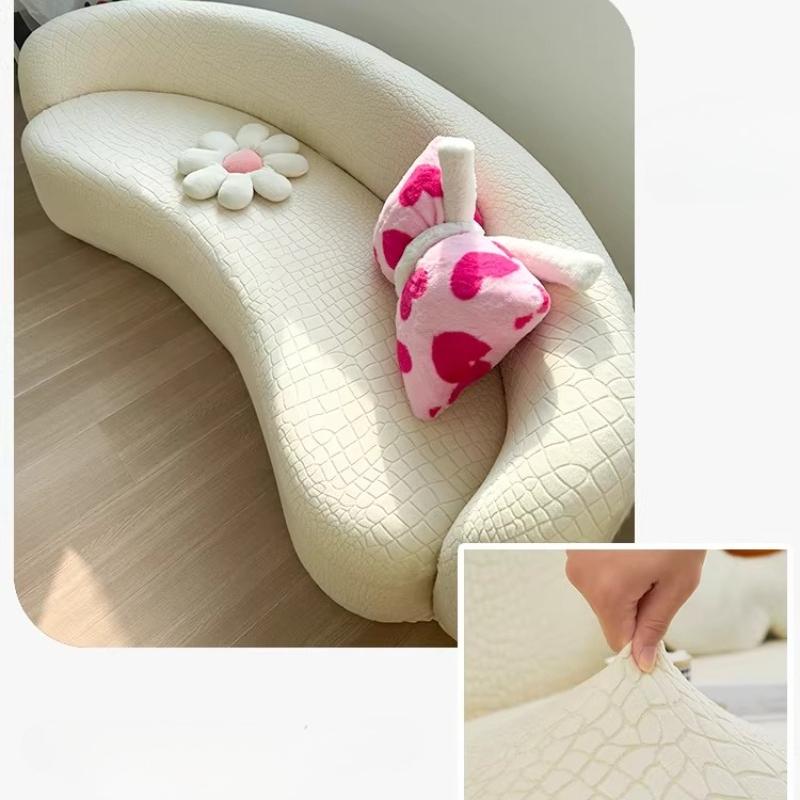 Sleek Slipcover for Curved Sofa Textured Stretch Couch Cover Modern Cloud Sectional Sofa Protector Furniture Protective Cover