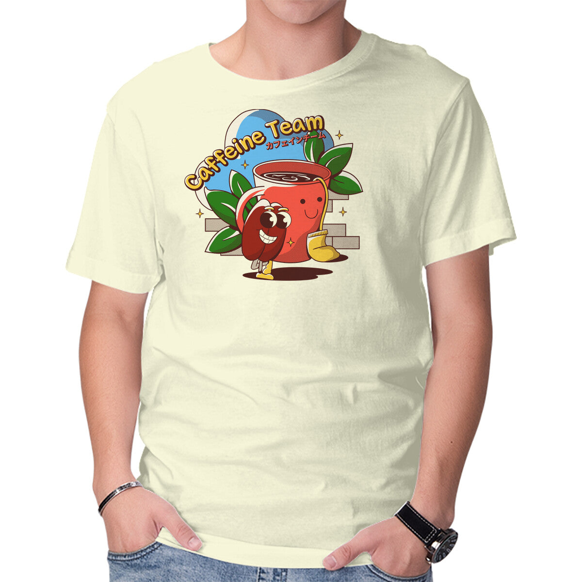 Unisex Crew Neck T-Shirt Caffeine Team Graphic Short Sleeve Casual Tee S
