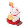 Solar Powered Lucky Cat Rotating Base Fortune Cat Statue for Car Dashboard Checkstand Desktop