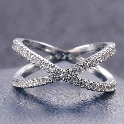 Trendige geometrische Ringe mit Zirkonia für Damen und Herren, X-Form, Kupferring, Party, Alltag, Zirkon