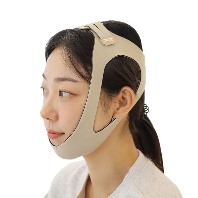 

ANEKA Face Open Small Face Mask with Face Chin Facial Beauty Tightening Mask, Lifting, Fatigue-Free Design, Band, Compression, Anti-Snoring, Support, бежевый