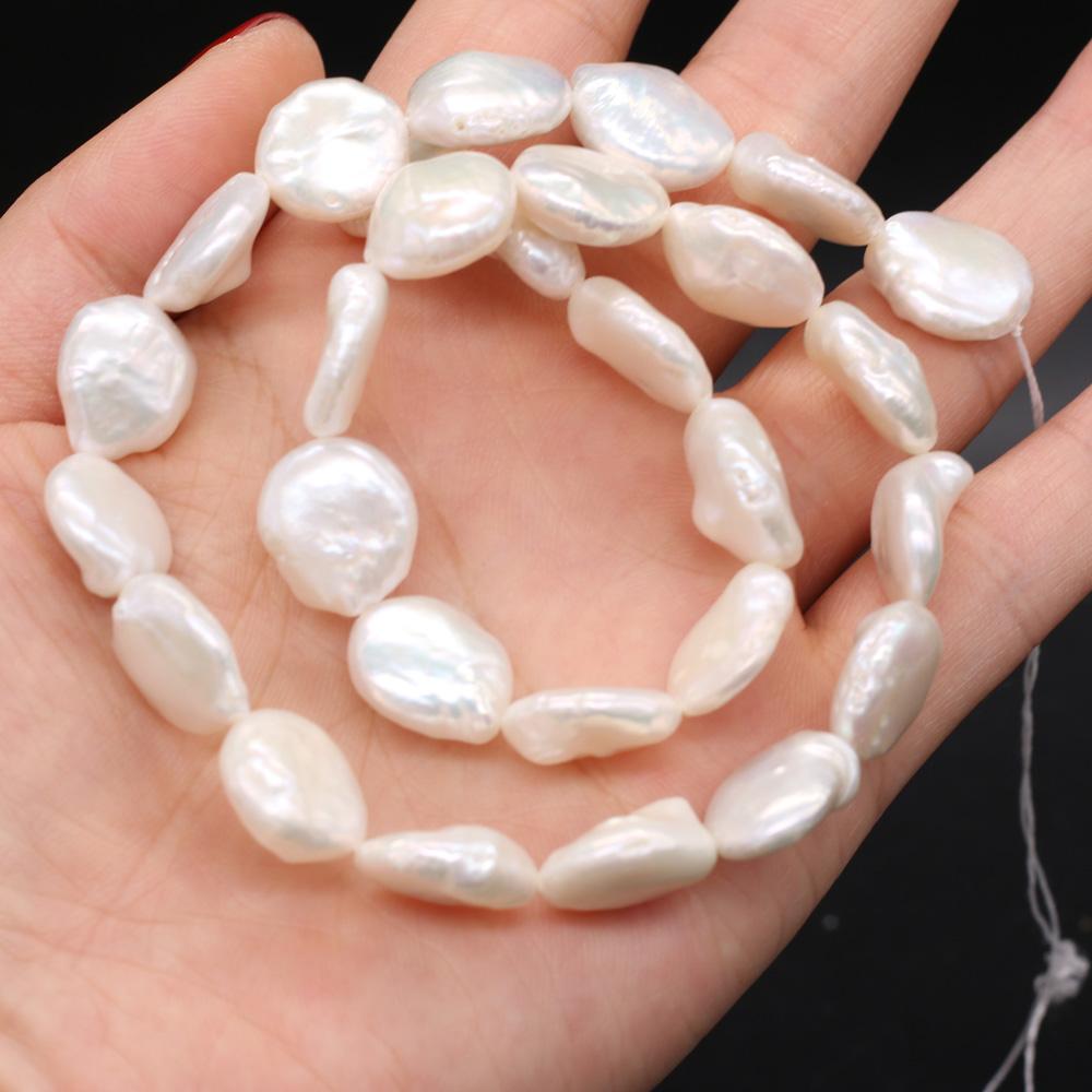 

1String, Button-shaped Pearls, White Baroque Natural Freshwater Pearl Beads, 12-13 mm, for DIY Necklace Bracelet Accessories, Jewelry Making, 36cm 1String/12-13mm-36cm белый