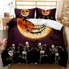 Cartoon Pumpkin Duvet Cover Gothic Halloween Skull Bedding Set Polyester Lantern Ghost Comforter Cover King For Boys Girls Decor