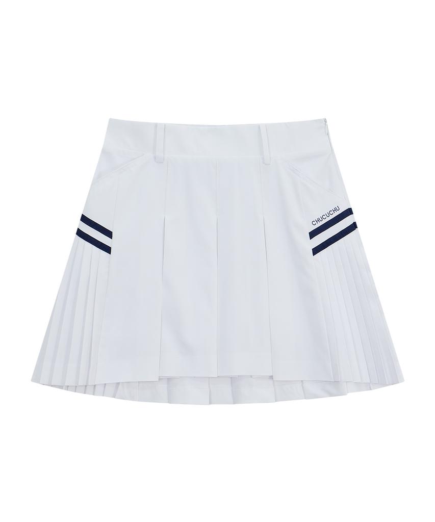 CHUCUCHU Side Wing Pleated Skirt (White) Cbfss-Sk006W