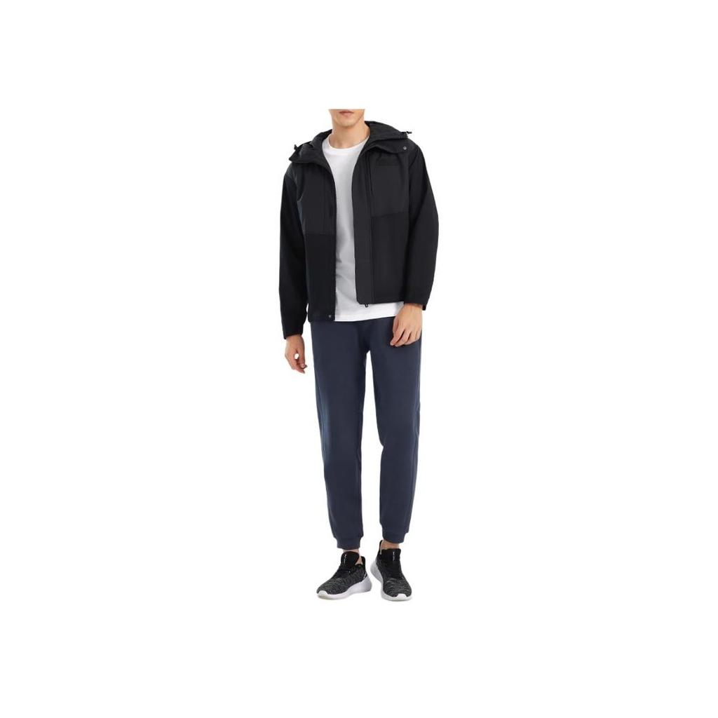 Li Ning Fitness Series Hooded Fashion Versatile Warm Regular Sports Cotton Jacket Men Jacket Black AJMS001-1