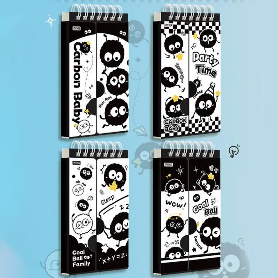 Caderno de Vocabulário Gato Preto Portátil Tamanho de Bolso Mini Caderno Espiral com Argolas Livro de Palavras para Estudantes