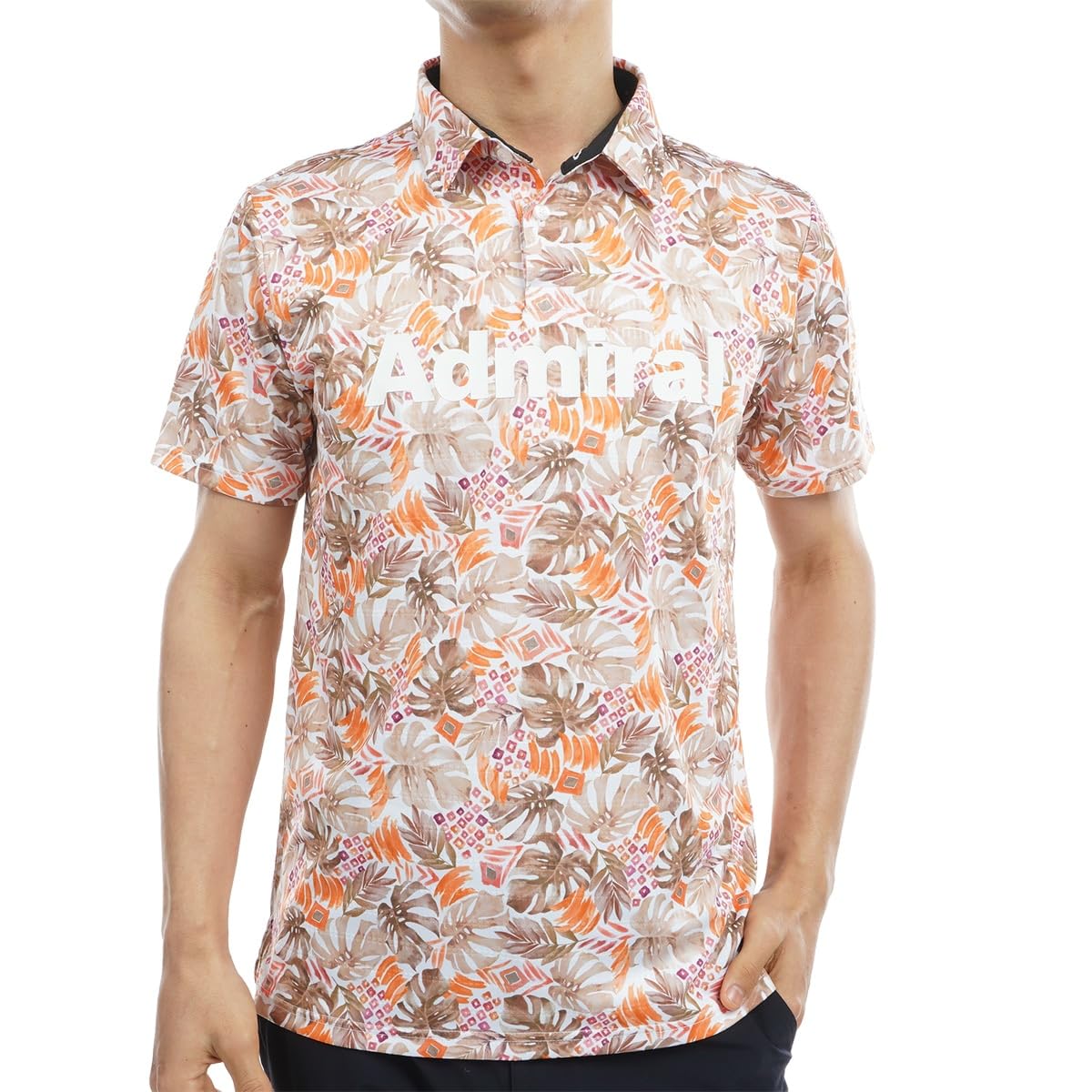 

Admiral Golf ADMA335 Men s Leaf Print Golf Shirt, Orange