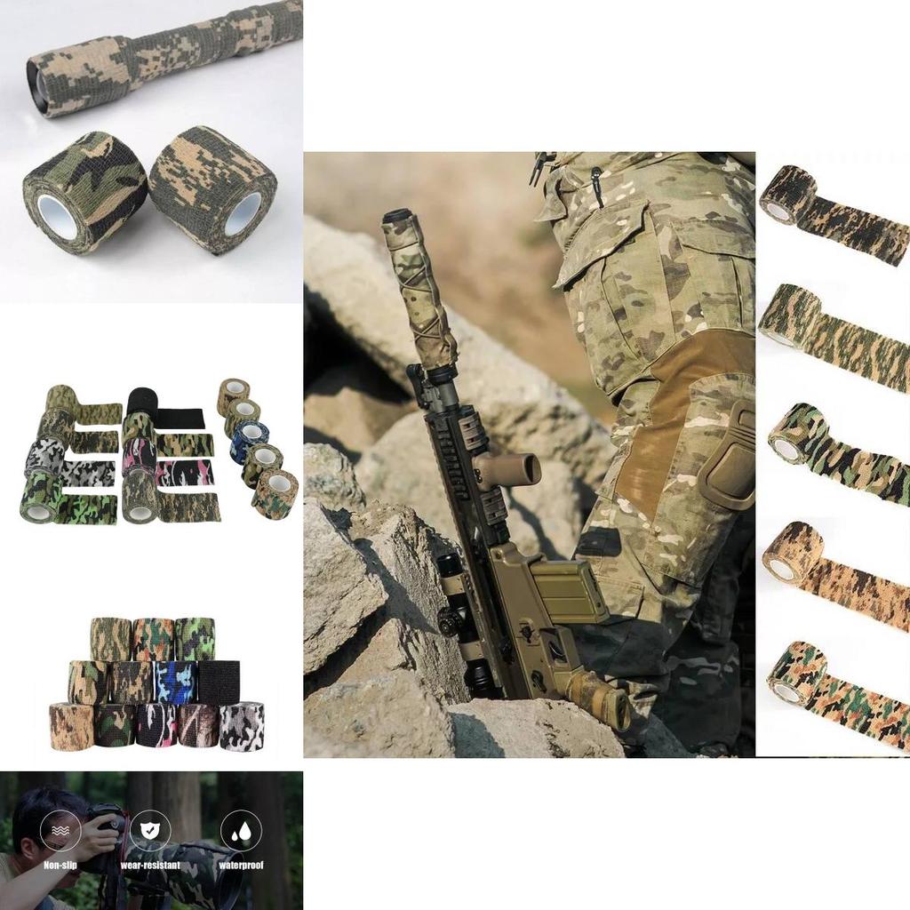 Self Adhesive Stretchable Camouflage Tape For Outdoor Use With Non Sticky Fabric In Multiple Colors And Patterns For Easy Application