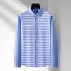 Dibinze Men's Plus Size Striped Long Sleeve Cotton Shirt
