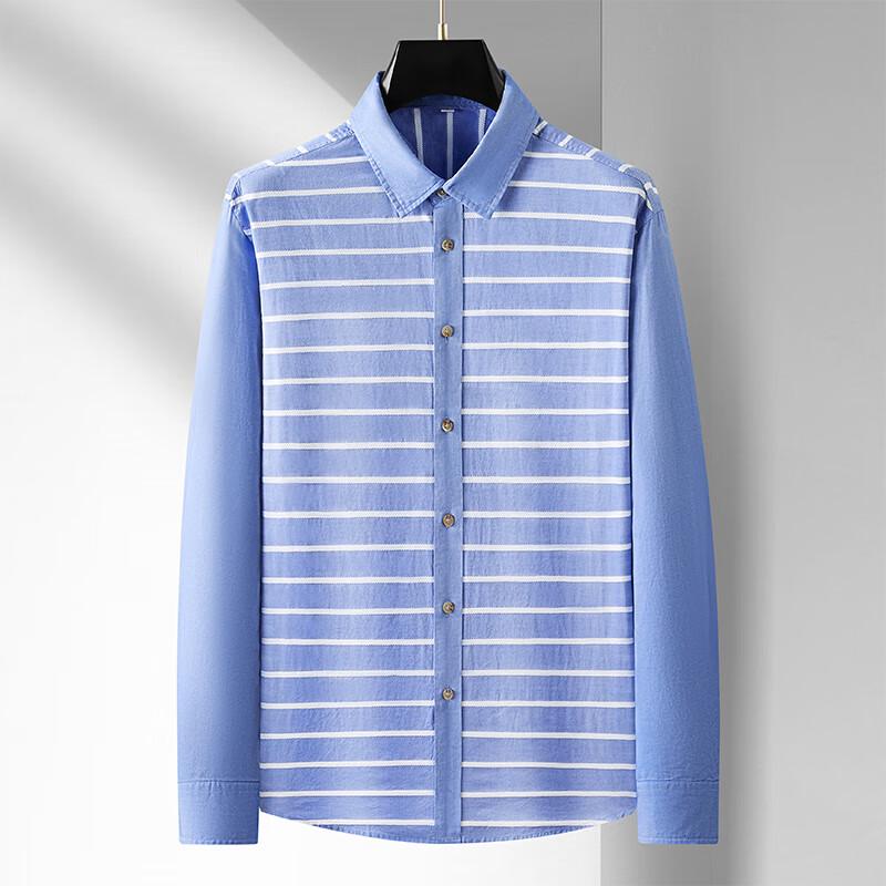 Dibinze Men's Plus Size Striped Long Sleeve Cotton Shirt