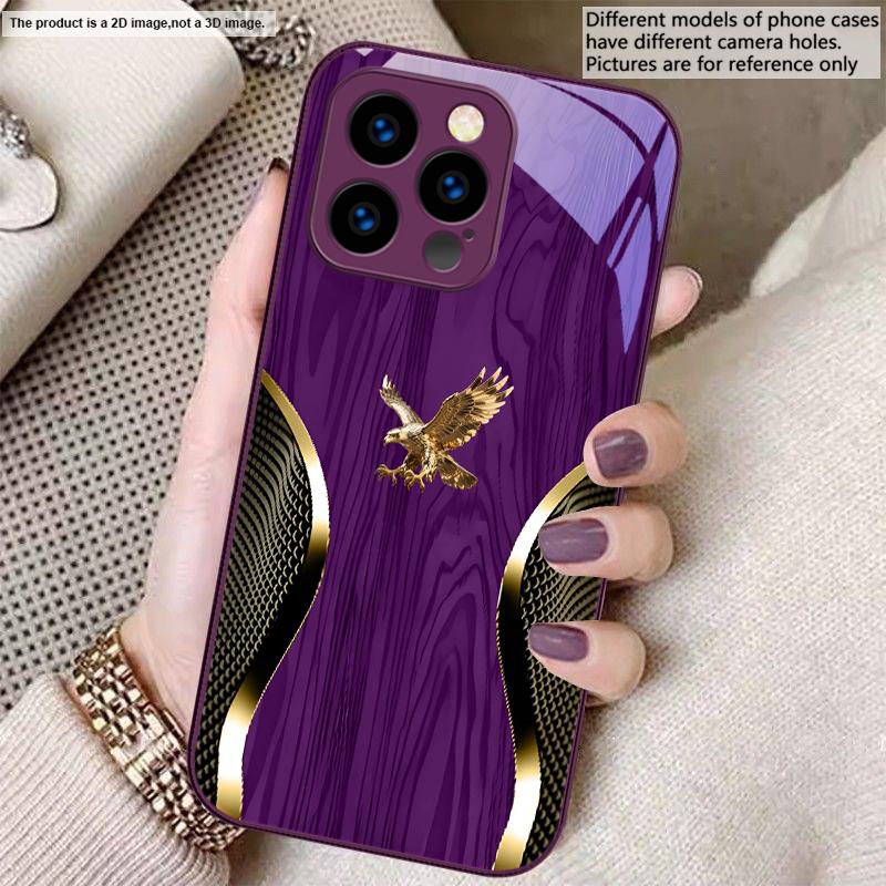 Noble Golden Eagle Ring For iPhone 17 Air 16 E 15 14 13 Plus 12 mini 17 Pro Max 11Pro XR Xs X 7 8 11 Tempered Glass Phone Case