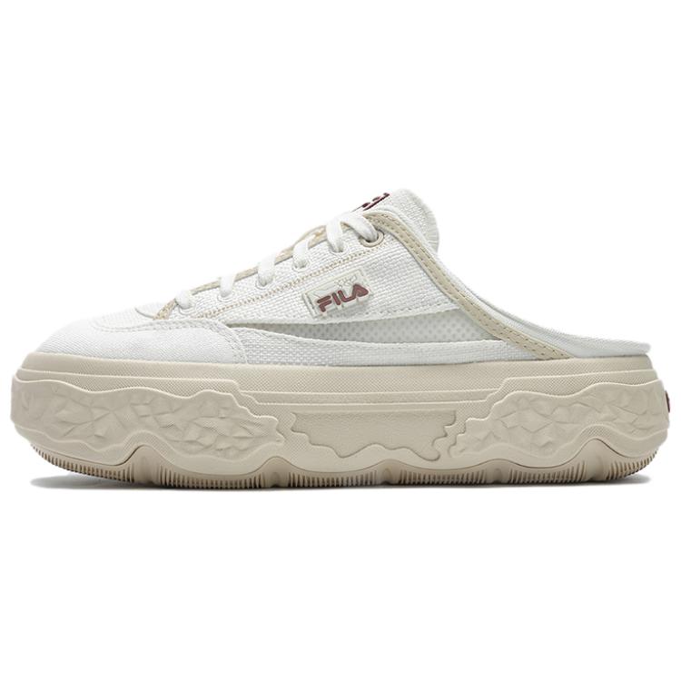 New FILA ROCK Mules Wear resistant And Lightweight Low Top Canvas Shoes Women's Micro White F12W432307FWW
