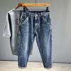 Korean Vintage Loose Tapered Men's Jeans Fashion High Street Drape Harem Pants Youth Hip Hop Streetwear Male Blue Denim Trousers