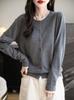 2025 A/W Women's Color Block Knit Cardigan - Fake Two-Piece, Round Neck, Long Sleeve, Loose Fit Sweater Coat