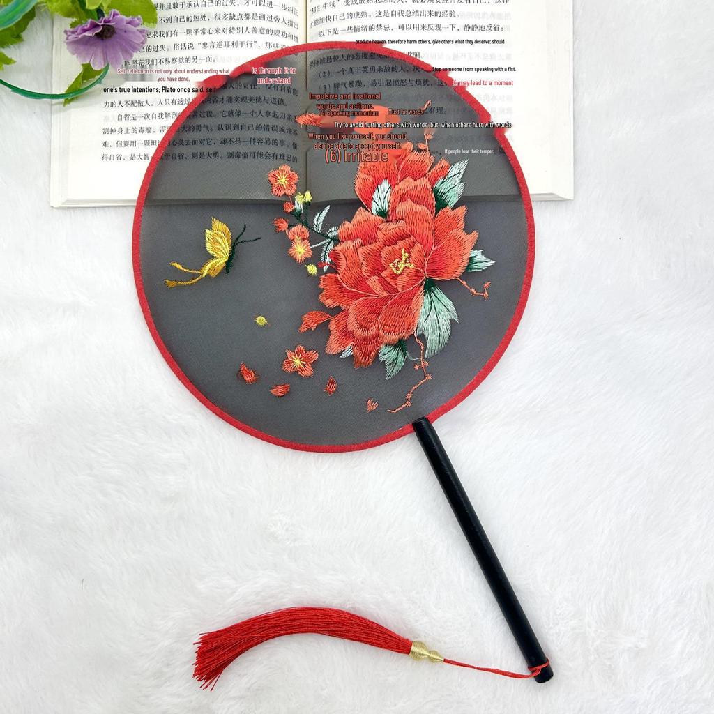Ancient Style Single-Sided Suzhou Embroidery Dance Fan