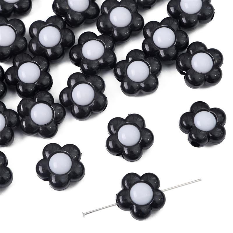 

Акриловые бусины, соответствующие цвету, бусины с солнечными цветами для DIY ожерелья, браслета, серьг, изготовления ювелирных изделий 16mm 20pcs чёрный