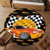 1PC Race Car Flag Round Chair Mat Area Rug - Non-Slip, Floor Mat for Office, Bedroom, and Indoor Decor -Gift D1127221