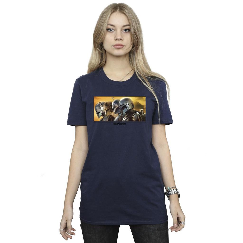 Star Wars Womens/Ladies The Mandalorian Painted Group Cotton Boyfriend T-Shirt