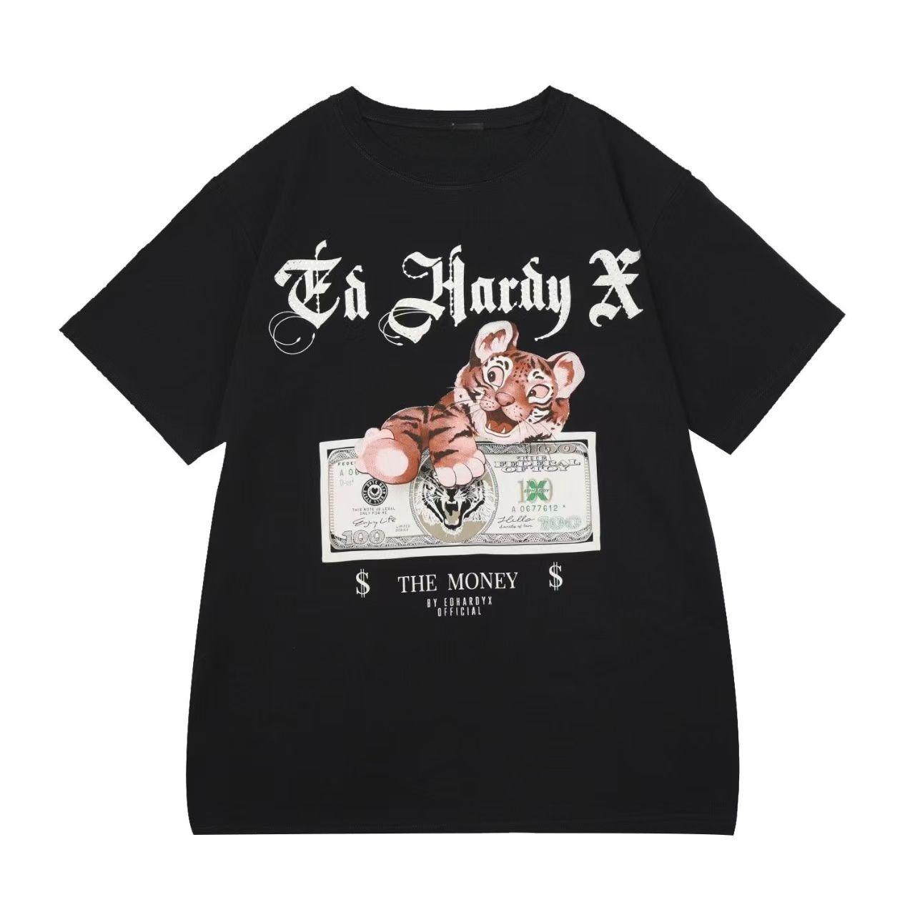 

Мужская футболка Ed Hardy X Black с коротким рукавом, с принтом Тигра и Денег, в стиле Streetwear для любителей моды S