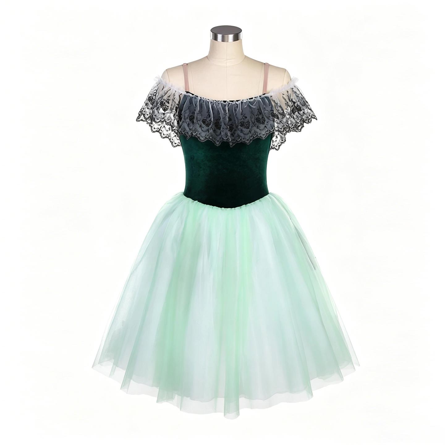 Children s ballet dress performance outfit - green chiffon dress stage costume girl s formal dress stage performance outfit 110 зелёный