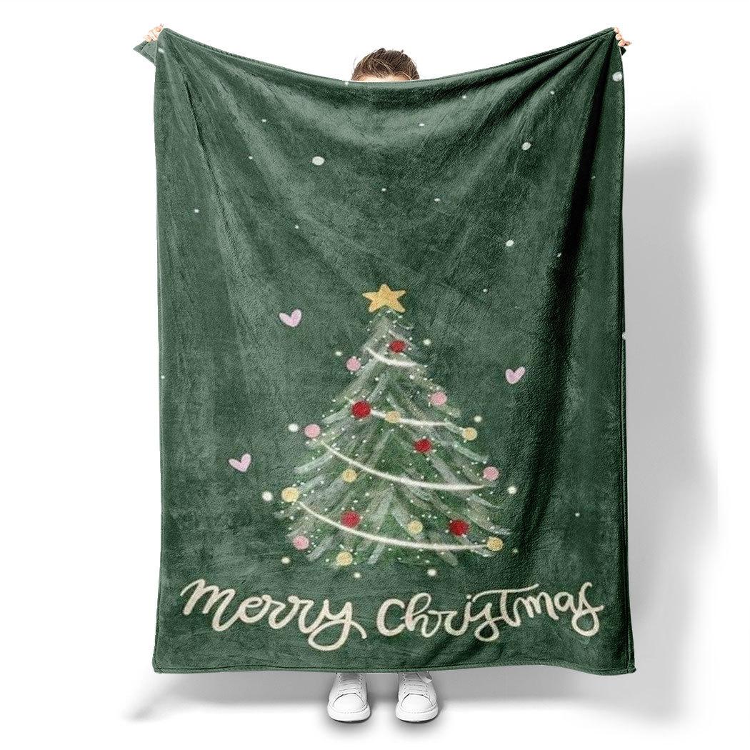 

Зеленая рождественская елка Принт Плед для дивана кровати Путешествия Кемпинга Гостиной Офиса Кондиционер Плед для всех сезонов Подарки 30x40in