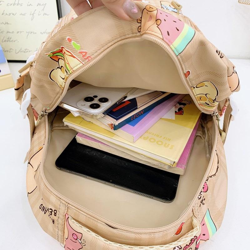 Large Capacity Cartoon Backpack for Men and Women's College Style Cute Little Fresh Printed Schoolbag