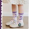 5 Paar Kinder Socken Herbst Baumwollsocken Mädchen Mid-Calf Socken Lila Einhorn Cartoon Socken Mädchen Niedliche Muster Socken