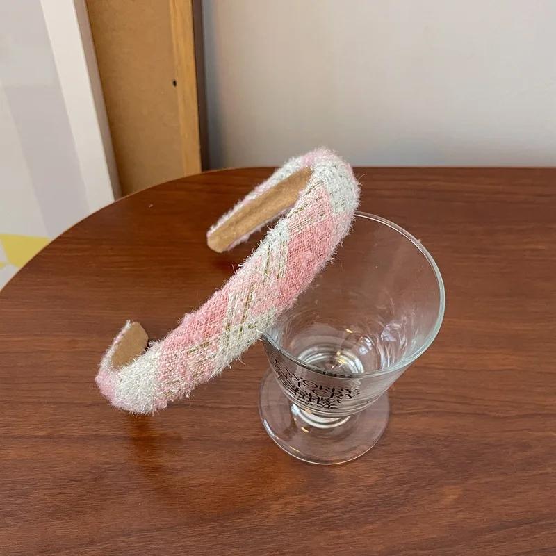 Bentițe Tweed Seria Roz Romantic Stil Francez Bentițe Subțiri Dulci pentru Păr Accesorii de Păr de Modă pentru Petrecere