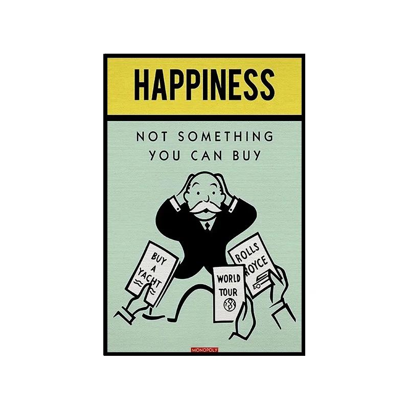 Monopoly Time Is Money Poster Print Inspirational Quote Canvas Painting Wall Art Picture for Living Room Home Decoration Cuadros