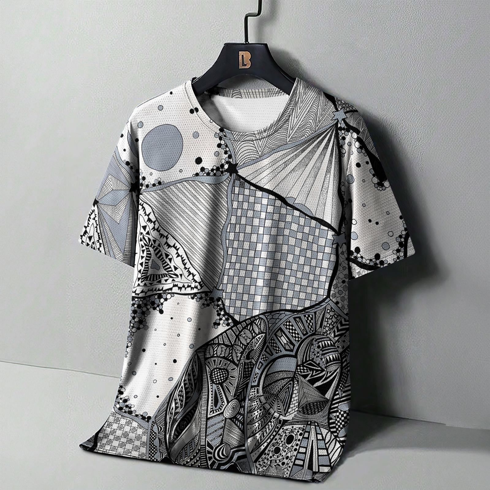 

Вінтажна чоловіча футболка з етнічним принтом Повсякденний одяг з короткими рукавами, літній круглий виріз, вуличний одяг, великі футболки, топи, розмір XXS-6XL 6XL