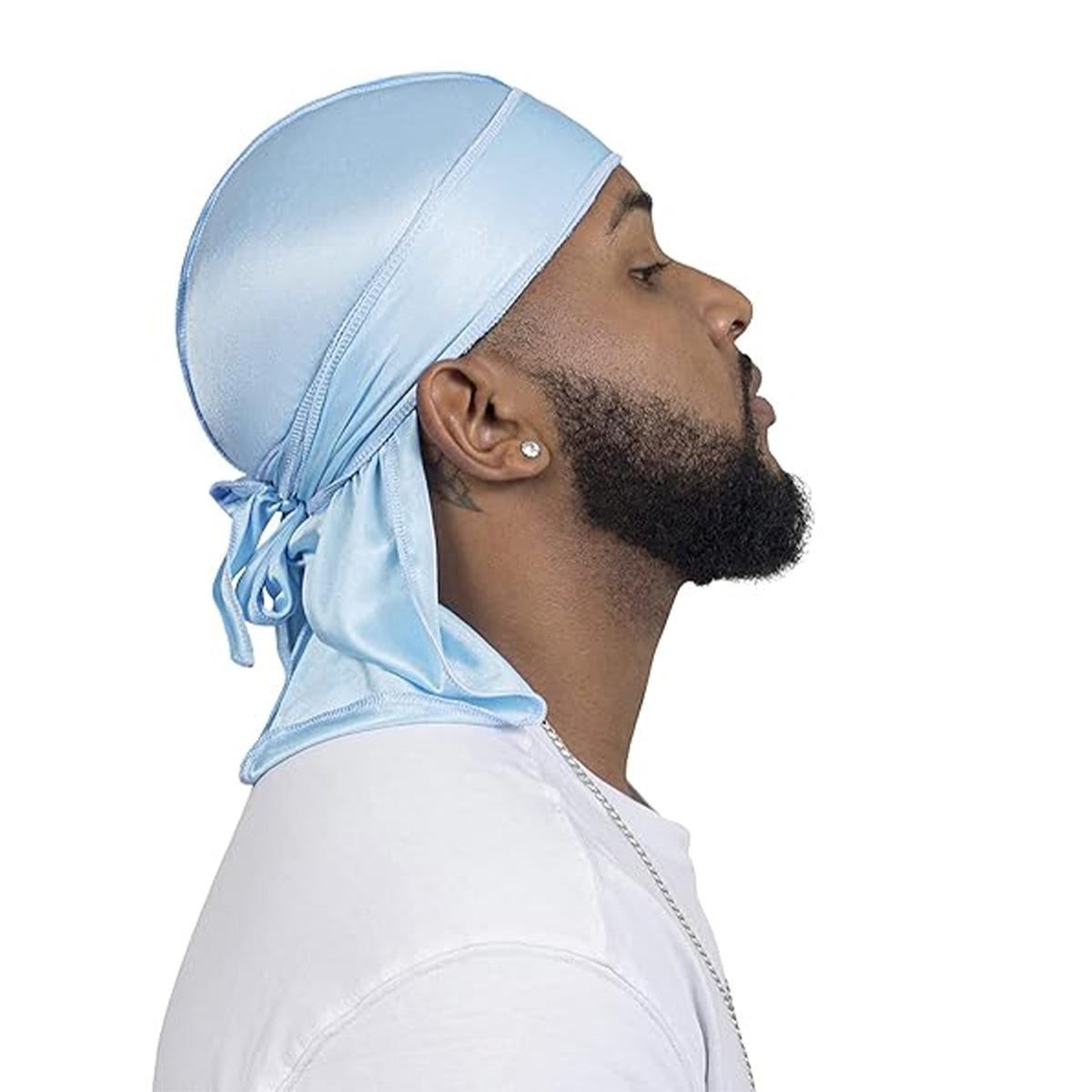 Pánský přeshraniční Durag: Street Dance Pirátský klobouk s dlouhou stuhou Šátek Bandana One Size světle modrá barva