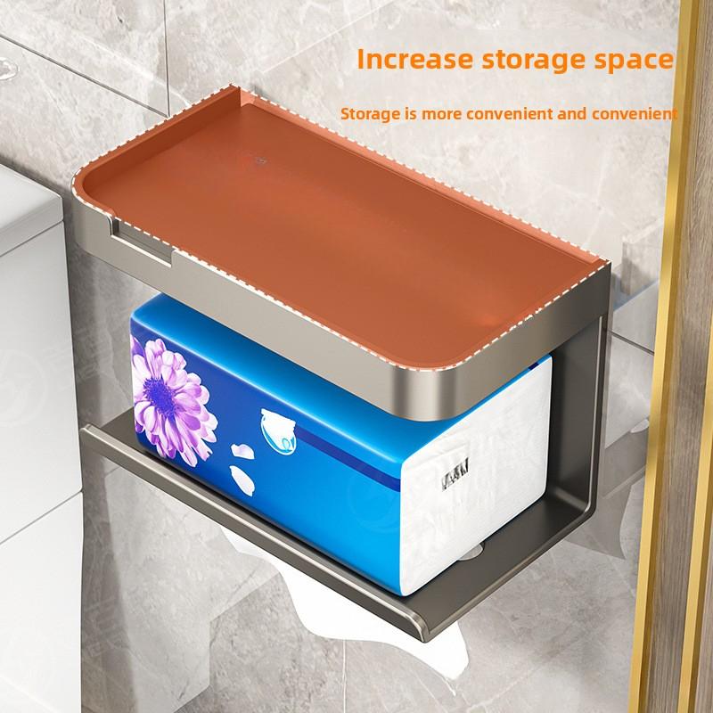 Toilet Bathroom Wall Mounted Toilet Paper Drawer Box No Punch Household Shelf