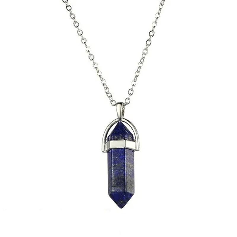 Natural Stone Necklace Hexagonal Pendant Chakra Healing Stone Crystal Jewelry For Women And Men Birthday Gifts